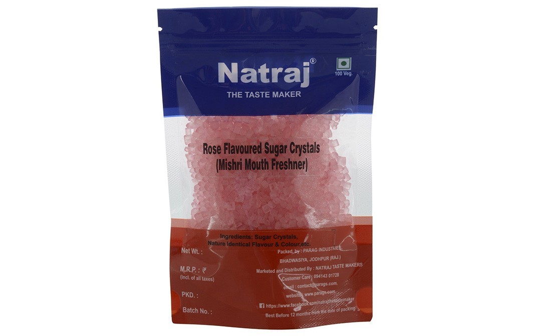 Natraj Rose Flavored Sugar Crystals (Mishri Mouth Freshner)   Pack  100 grams